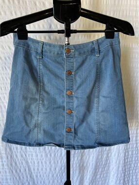 Celebrity Pink 9/29 Denim Mini Skirt Button Front Stretch Blue Jean Y2K
